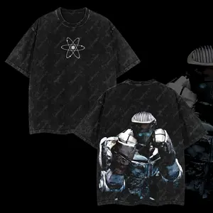 Superstyle Atom - Real Steel Edition Double Printed Oversize Lightweight Acid Washed Tee Hoodie Sweater TV Series Graphic Design Top Cotton Streetwear Movie T-Shirt Clothes Menswear Womenswear Hoodie Sweatshirt Apparel Classic