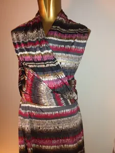 Hash Stripe 100% Silk Jersey by the Yard - Modern Pattern in Black, Gray, Red, Pink, White, and Tan