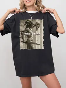 Girls Will Be Girls Fitted T-Shirt – Feminist Art Geometric Graphic Tee