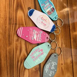 Hotel Keychains - Set of 5 "Girls Trip" with Colorful Designs and Metal Rings for Keychains