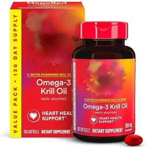 Antarctic Krill Oil 500mg Omega 3 Fatty Acid Supplement, Extra Strength EPA & DHA Krill Oil Softgels (60cnt Box), Astaxanthin, Heart Health Supplement with No Fish Oil Aftertaste