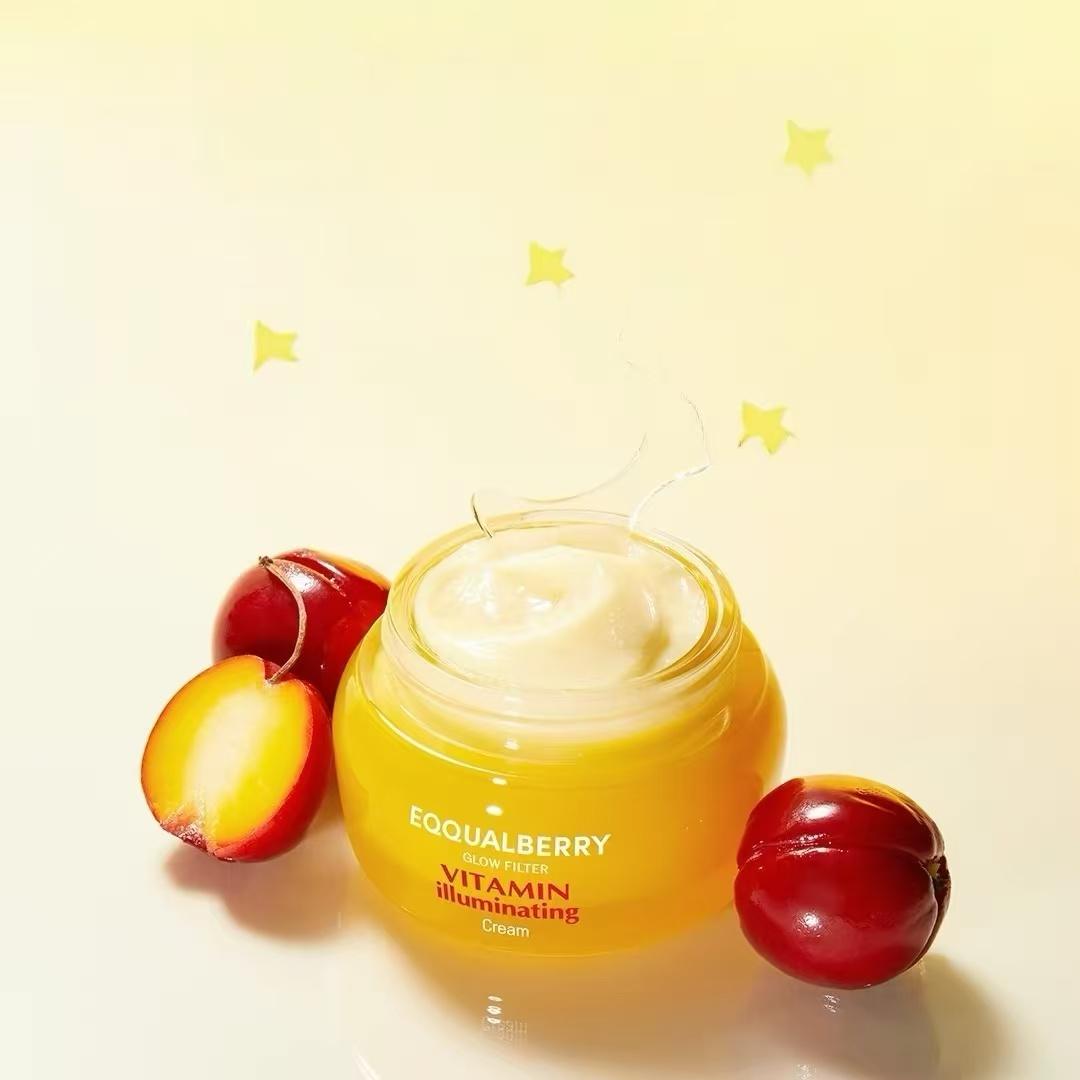 EQQUALBERRY VitaminIlluminating Serum & Cream Set - Vitamin C& Niacinamide | Targets Dark SpotslStrengthens Skin Barrier with CeramidesIGlowy, Lightweight Hydration summerwins