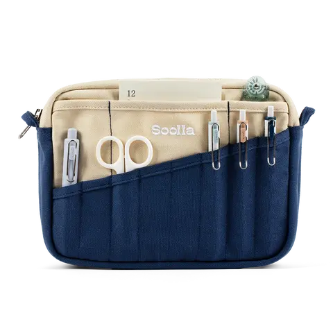 Soolla® Studio Pouch, Marina – 20-Pocket A5 Stationery & Art Tool Organizer with YKK Zipper