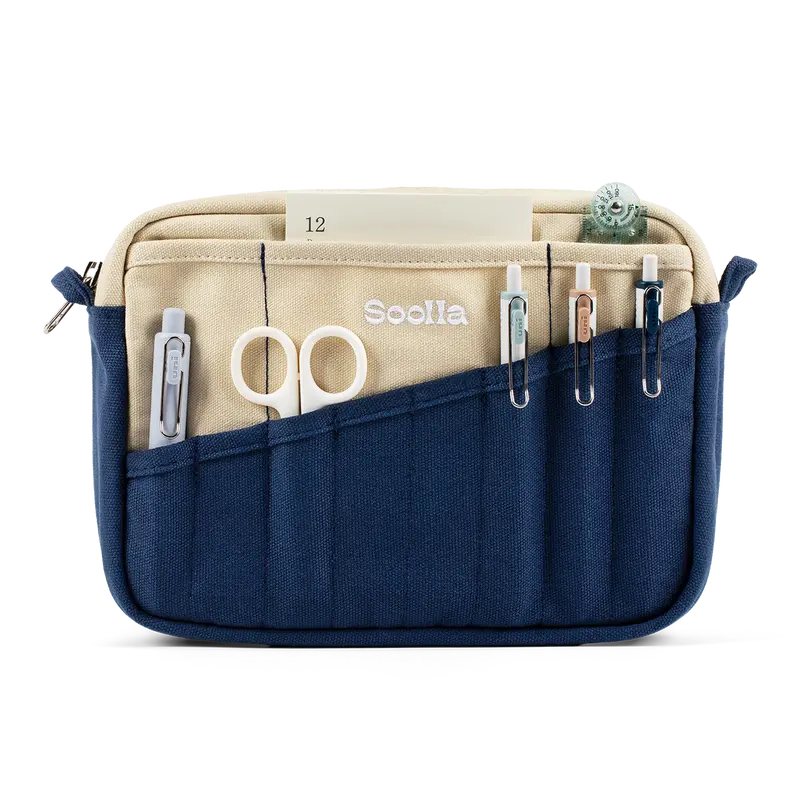 Soolla® Studio Pouch, Marina – 20-Pocket A5 Stationery & Art Tool Organizer with YKK Zipper