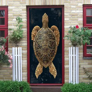 2pcs Vintage Bronze Carved Sea Turtle Wall Sticker Creative Animal Decor for Living Room Entrance Self Adhesive Waterproof Removable Home Wall Art DecalWall Decoration for Bedroom Study Room