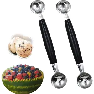 2 Pcs Double-Ended Stainless Steel Melon Baller Scoop, Fruit Ice Cream Baller Scooper for Watermelon/Ice Cream/Fruits/Sorbet/Meatballs