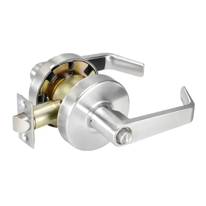Yale Series 4600LN Commercial Grade 2 Cylindrical Privacy Lock with Augusta Lever Handle, 2.75 in. Backset, Satin Chrome Finish, Universal Front