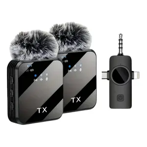 3 in 1 Microphone for iPhone/Android/Camera, Wireless Lavalier Microphone, 328ft Transmission, 18H Battery Life, Mini Microphone for Record Interview, Vlogs, YouTube, Tiktok Smartphone Audio