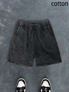 Men's Solid Color Velvet Shorts, Loose Casual Comfy Breathable Shorts for Summer, Men's Bottoms for Daily Wear