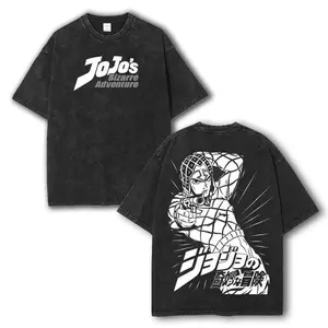 Manga JoJo's Bizarre Adventure Guido Mista T Shirt For Men's Clothing Washed Oversized T-shirt High Quality Cotton Tees Tops