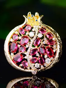 Fashion Crystal Pomegranate Brooch Pin, Elegant Women's Creative Design Jewelry Accessory, Unique Fruit-Shaped Lapel Pin