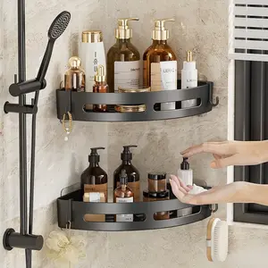No-Drill Bathroom Shower Caddy – Wall-Mounted Shampoo & Towel Holder Storage Shelves Cxbfg