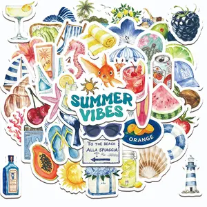 50pcs Summer Beach Series Stickers, Car Decals, Suitable for Scrapbooks, Diaries, Laptops, Water Bottles, Cars, Etc. A Gift with A Positive Message and A Design Based on Faith.