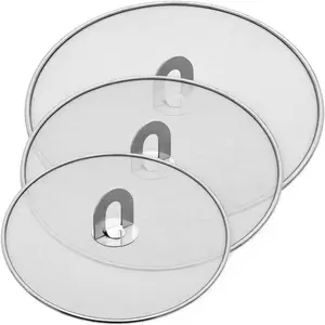 Splatter Screen for Cooking - Stainless Steel  Splatter Guard for Frying Pan with Foldable Knob, As a Strainer Set of 3(10", 11.5", 13"), Dishwasher Safe