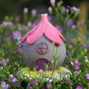 4pcs Floral Miniature Houses & Castles, DIY Fairy Home Ornament, Ideal for Spring Outdoor Gardening & Lawn Enhancement