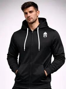 Ironforge Full Zip-Up Hoodie Premium Black Athletic Hoodie for Men Gym Training Activewear Modern Tailored Fit Premium Comfort