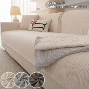 1PC Modern Chenille Sofa Cover, Sofa couch covers, Pet-Friendly Non-Slip Couch Protector Pad, Textured Fabric Washable Sofa Slipcover, Anti-Scratch Couch Throw Blanket, Living Room Furniture Protector for Sectional, Loveseat & 3-Seater Sofa
