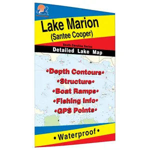 Lake Marion Santee Cooper Detailed Lake Map South Carolina Series Waterproof with Depth Contours Structure Boat Ramps Fishing Info GPS Points
