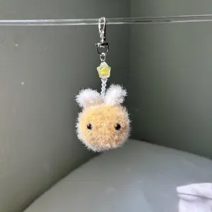 Crochet Fuzzy Bee Keychain
