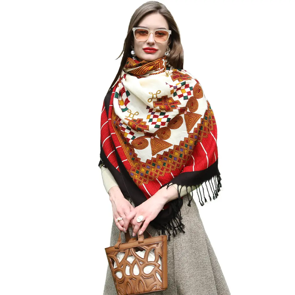 DANA XU 100% Merino Wool Extra Large Pashmina Blanket Travel chunky Scarf Cashmere Wrap for Women Fall Winter Oversize Shawl Floral poncho Open Front Wedding Important Events