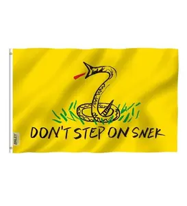 Fly Breeze 3x5 Foot Don't Step on Snek Flag - Vivid Color and Fade Proof - Canvas Header and Double Stitched - No Step on Me Flags Polyester with Brass Grommets 3 X 5 Ft