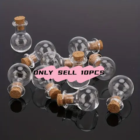 Clear Glass Bottle with Cork Stopper, 10pcs/set Mini Glass Bottle, Storage Bottle for Home Office Desk, Home Organizer, Glass Jar, Transparent Container, Tin