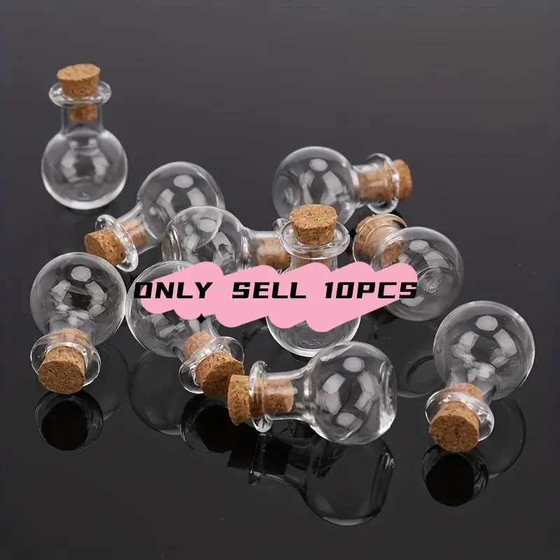 Clear Glass Bottle with Cork Stopper, 10pcs/set Mini Glass Bottle, Storage Bottle for Home Office Desk, Home Organizer, Glass Jar, Transparent Container, Tin