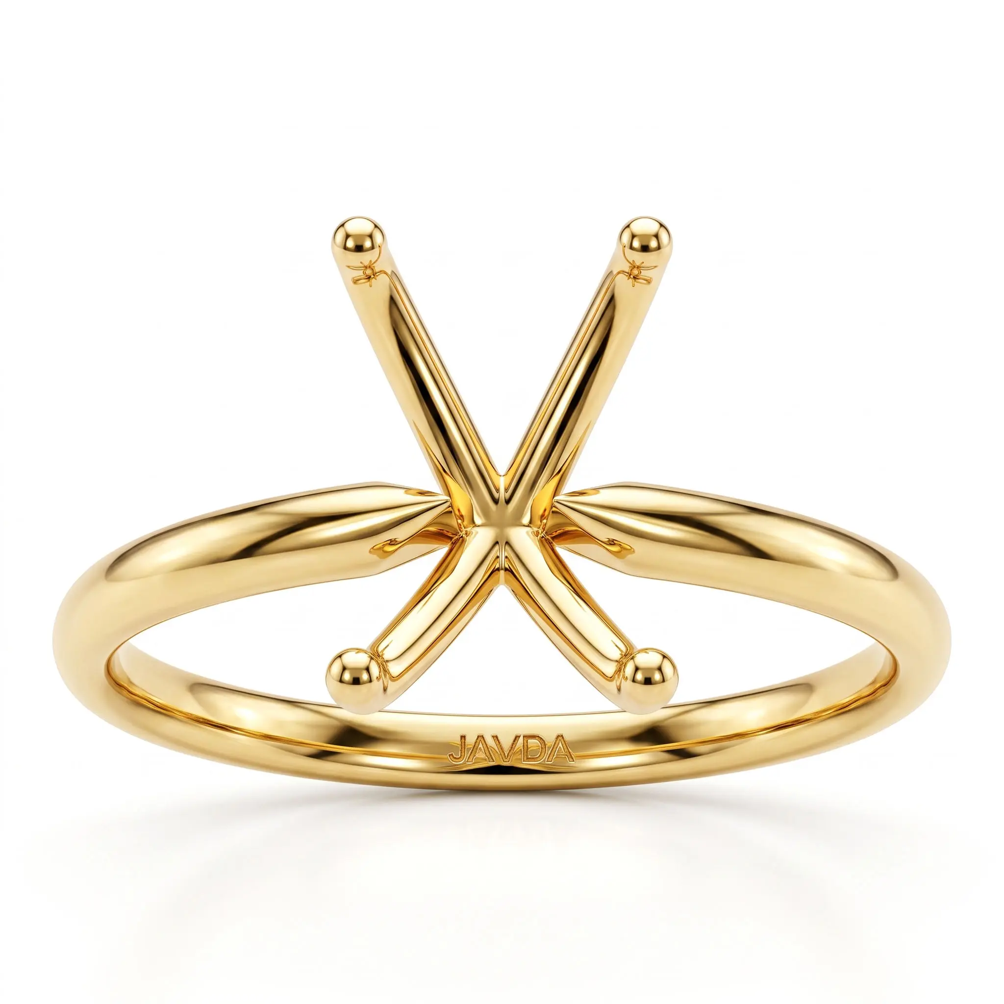 Emerald Minimalist X-Prong Crossover Solitaire Ring Semi-Mount | 14k White/Yellow/Rose Gold | Fits 1ct to 6ct Emerald Center Stone | JAVDA