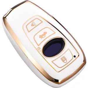 for Subaru Key Fob Cover, for Forester Outback BRZ Legacy CrossTrek Premium Soft TPU 360 Degree Protection Key Case Remote Key Holder (Ivory)