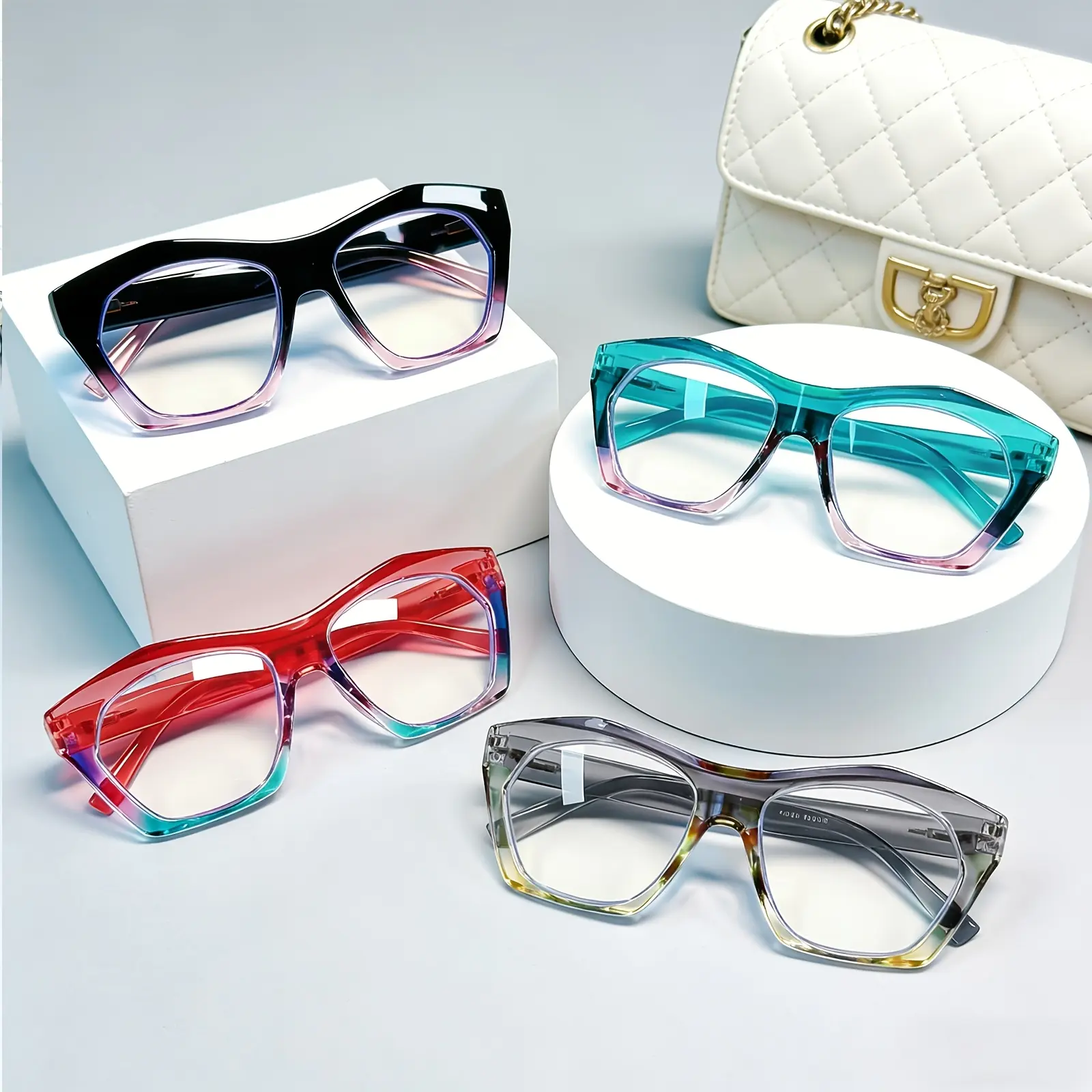 Men & Women’s 4-Pair Anti-Blue Light Reading Eyewear, Lightweight Durable Plastic Frame Glasses, 0-4.0x Optical Readers, Blue Light Lenses Non-Prescription Glasses, Fashionable Casual Accessories, Lightweight Durable Glasses, 0~4.0X Power