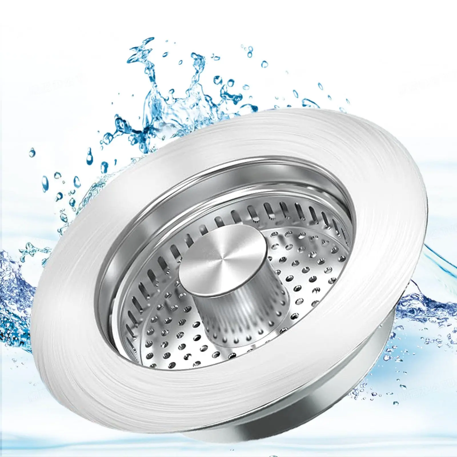 3-in-1 Kitchen Sink Drain Strainer, Stainless Steel Sink Plug, Deodorizing Anti-Clog Basket Strainer for US Standard 3-1/2 Inch Drains