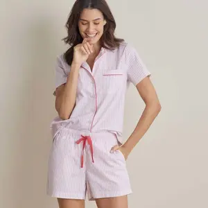 Printed Poplin Women's Shorts Set - Blush Stripe O