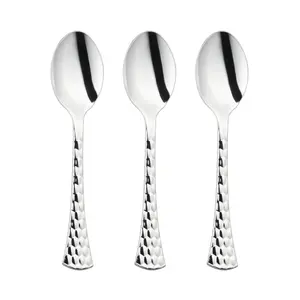 Shiny Silver Glamour Cutlery Disposable Plastic Spoons