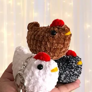 Crochet mini chicken keychain