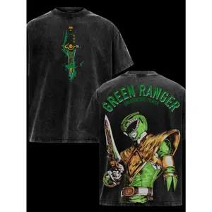 Men's Heavy Retro Green Knight T-Shirt Oversized Y2K Streetwear with Front & Back Graphic 90s Design Machine Washable Casual Hip Hop Gift for Year Round Wear Apparel - Top, Menswear tee