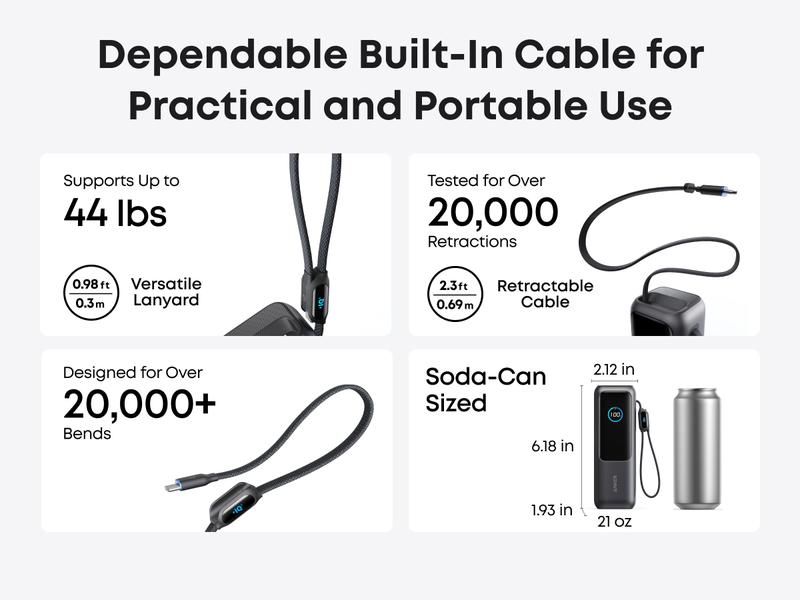 Anker Laptop power bank (25K, 165W, Built-In and Retractable Cables) and Anker Laptop Charger (140W, 4-Port, PD 3.1)
