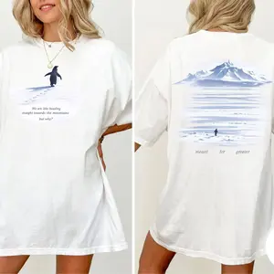 But Why Penguin (Front and Back) Shirt, Sad Penguin Mountains but why? Shirts, Trendy Nihilist Penguin Tee, WHY Penguin Meme