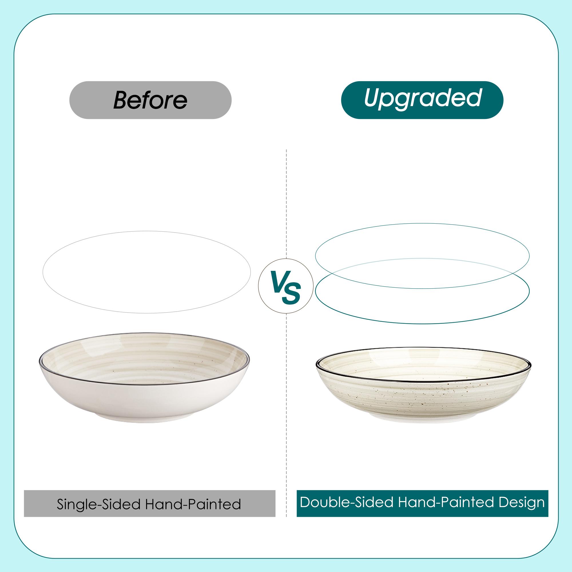 vancasso 24/48 Piece Beige Plates Dinner Sets Ceramic Dinnerware Sets Handpainted Spiral With 6 Dinner Plate/Dessert/Soup/Bowl