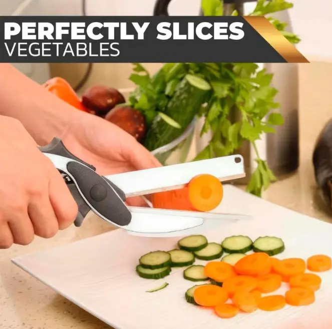 2026 Upgrade Food Cutting Scissors with Built-in Chopping Board - Premium Stainless Steel Kitchen Shears for Vegetables Fruits Meat Poultry - 2-in-1 Multi-Purpose Dishwasher Safe