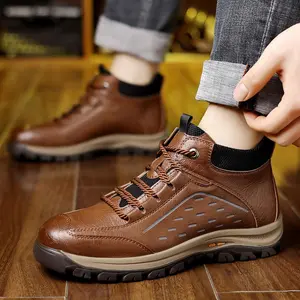 Men’s Stylish Waterproof High-Top Hiking Boots ️ Non-Slip & Lightweight for Outdoor Adventures! # Trekking Camping Shoes