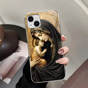 Virgin Mary for【iPhone 14 Plus】light luxury fashion glass case, creative design --975