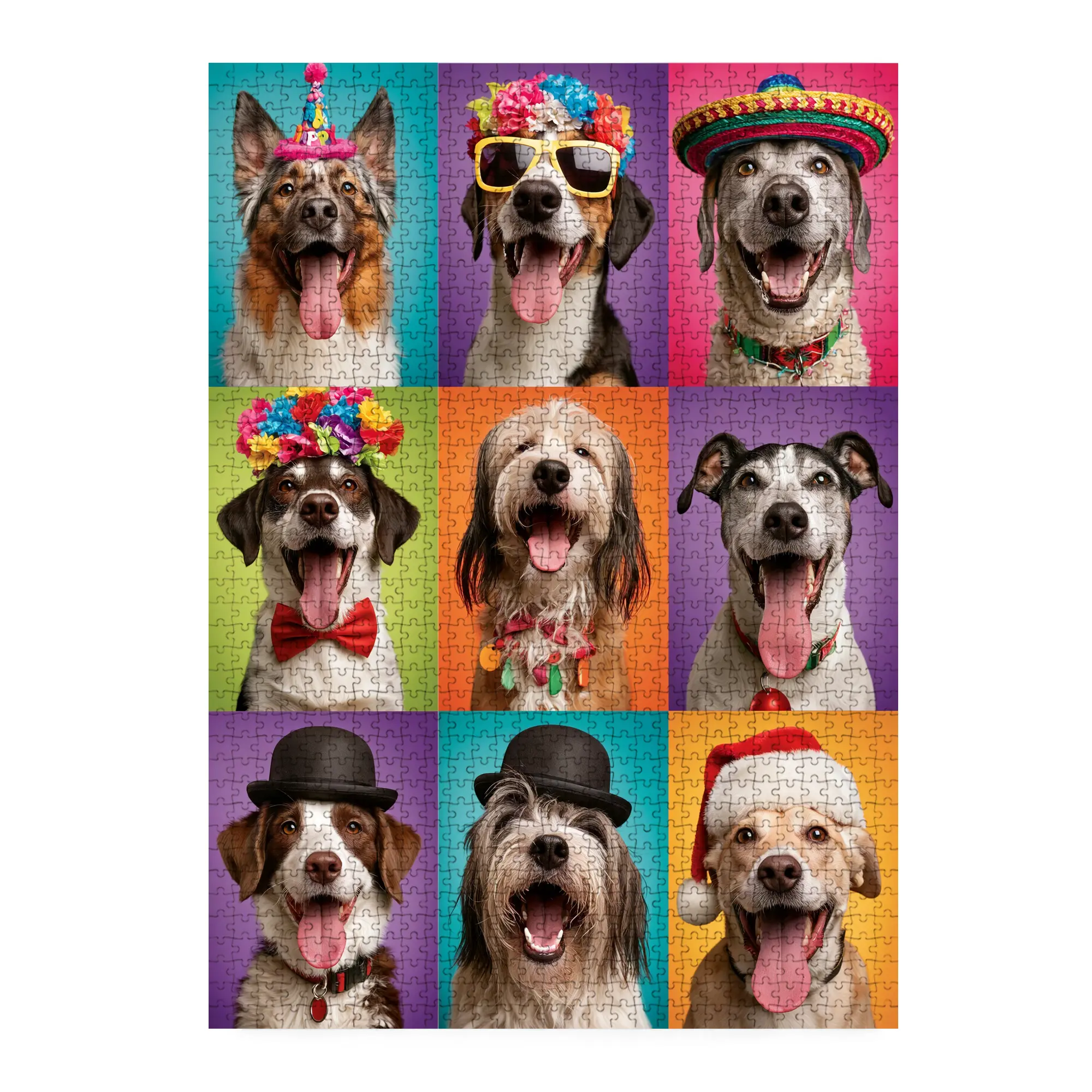 Funny Dogs in Colorful Costumes 1000 Pieces Jigsaw Puzzle for Adults, Challenging Family Game for Stress Relief Relaxation and Brain Exercise, Playful Pet Wall Decor Gift for Dog Lovers and Seniors, 19.7x27.6inch(50x70cm)