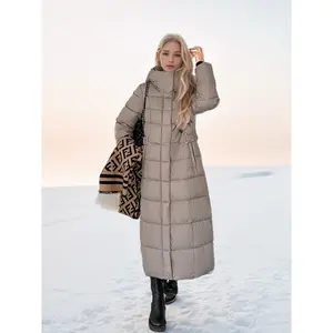 2024 New Cotton-Padded Coat for Women Winter Korean Style Thicken and Lengthen over the Knee Cotton Clothes Super Long Cotton-Padded Coat