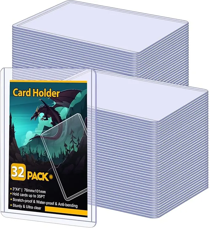 Sooez 32-Count Hard Plastic 35PT 3"x4" Maternity Card Covers, Rigid Holders for Collectible Trading Sports Items