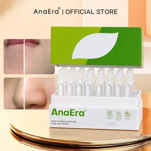 AnaEra Green Tea Makeup Cleansing Single-Use Capsules, Pore Cleansing, Blackhead Care, Makeup & Sunscreen Remover, Sebum Control, Lightweight Oil, Gentle Deep Cleansing, Non-greasy, Hydrating and Soothing, Facial Cleansing Oil, All Skin Types