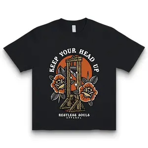 Restless Souls Apparel Keep Your Head Up Vintage Gothic Floral Graphic T Shirt Unisex 100% Cotton Streetwear Motivation Tee Gift