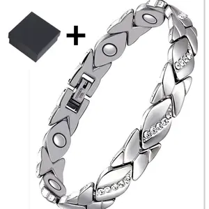 Ladies' Leaf Bracelet Pure Copper with Diamonds Magnetic Optics 3500 Gauss Effective Force Elegant Safety Clasp Gift Magnetic Bracelet