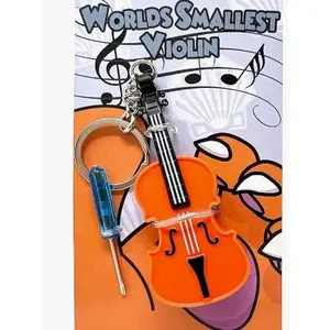 Original World's Smallest Violin Toy Keychain With Playable Sad Music - Tiny Mini Violin Keychain with Sound