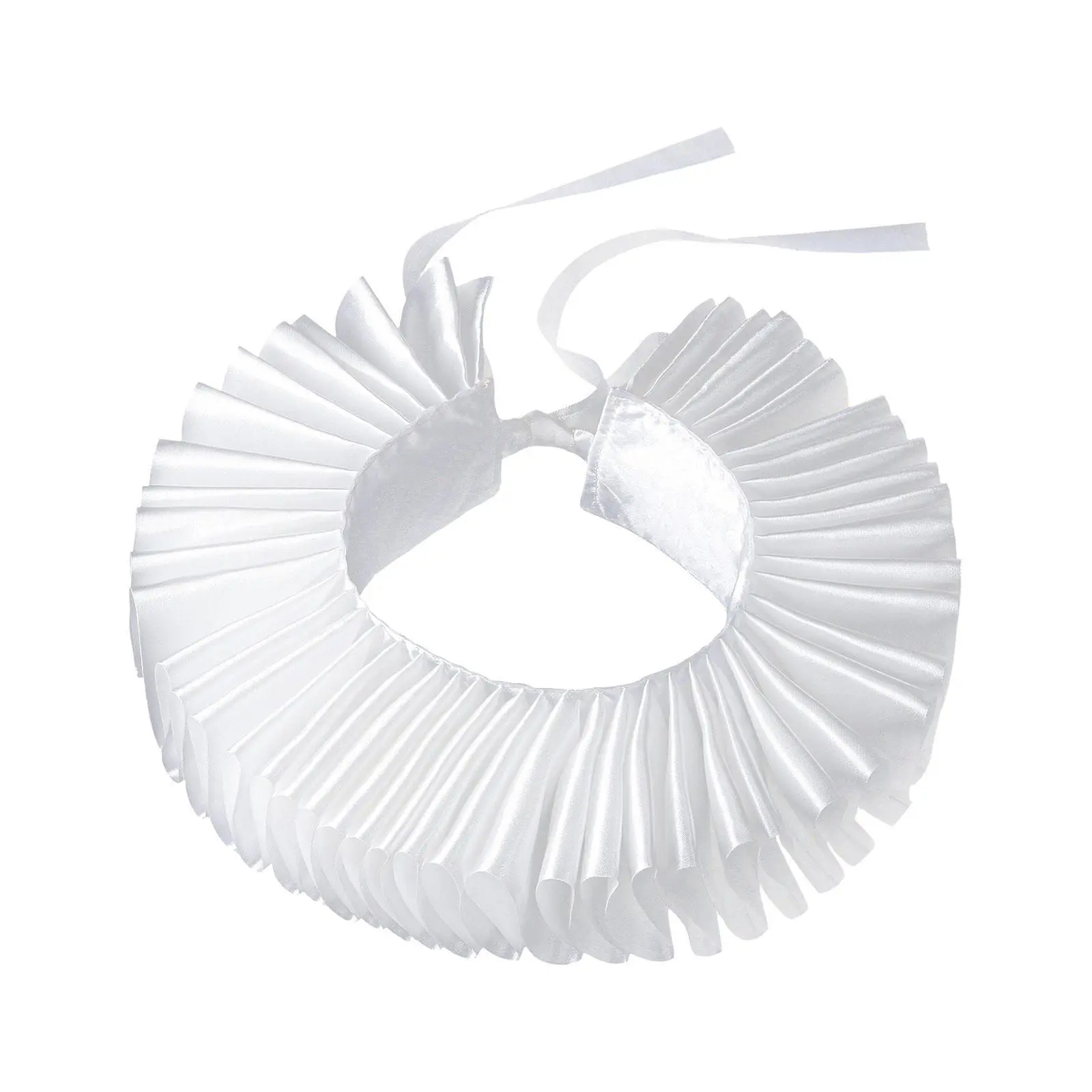 OIDEA Retro Victorian Satin Pleated Ruffle Collar Neck Ruff - Comfortable Fashion Accessory for Halloween Photos, Cosplay Clown Costumes