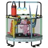Lamerge Vibrant Mini Round Toddler Trampoline - 7-in-1 Kids Toy with 2 Dino Climbers, Basketball Hoop, Swing, Hanging Rings, 6 Ocean Balls, Sandbag, Dartboard, Inflatable Design, Sturdy Frame, Safety-Certified for Outdoor Play & Dino Bounce Fun, Kids Gift
